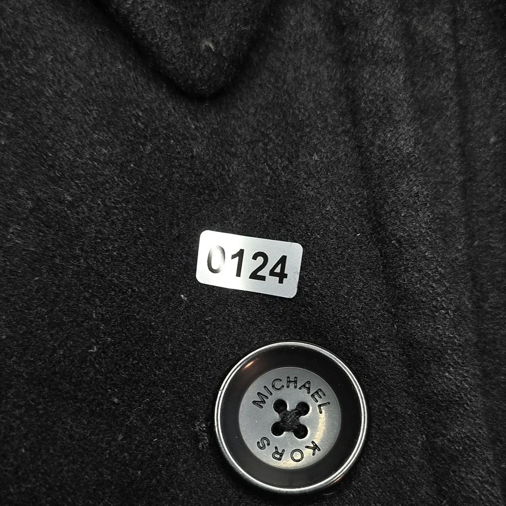 Michael Kors Coat Womens S Black Pea Collared Epaulet Button Long Sleeve